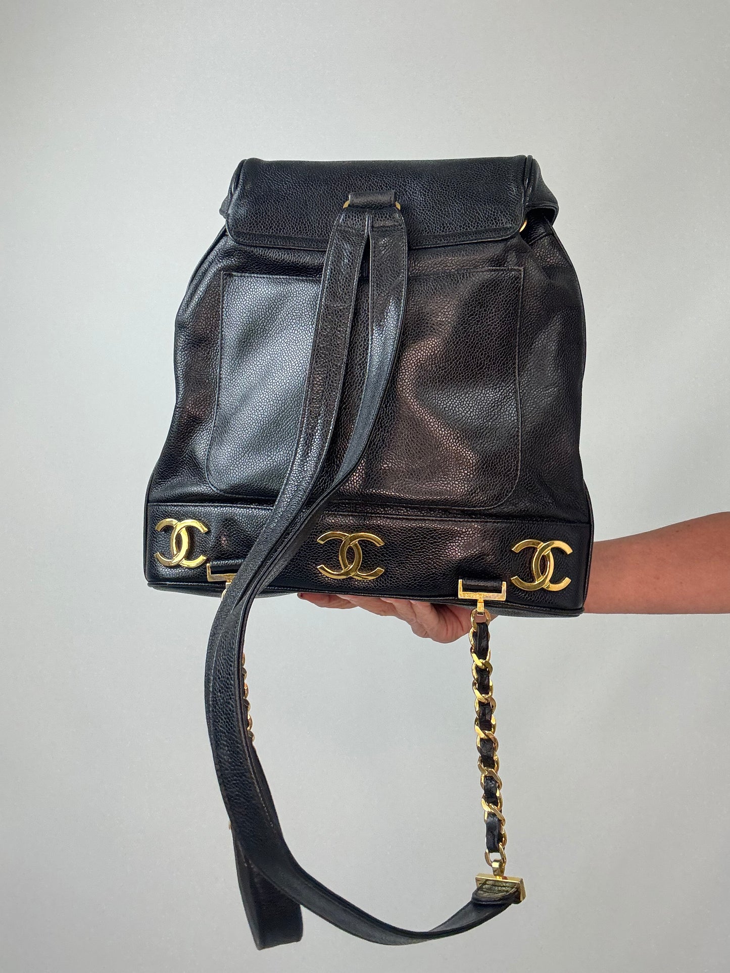 Chanel Vinatge Triple CC Caviar Backpack