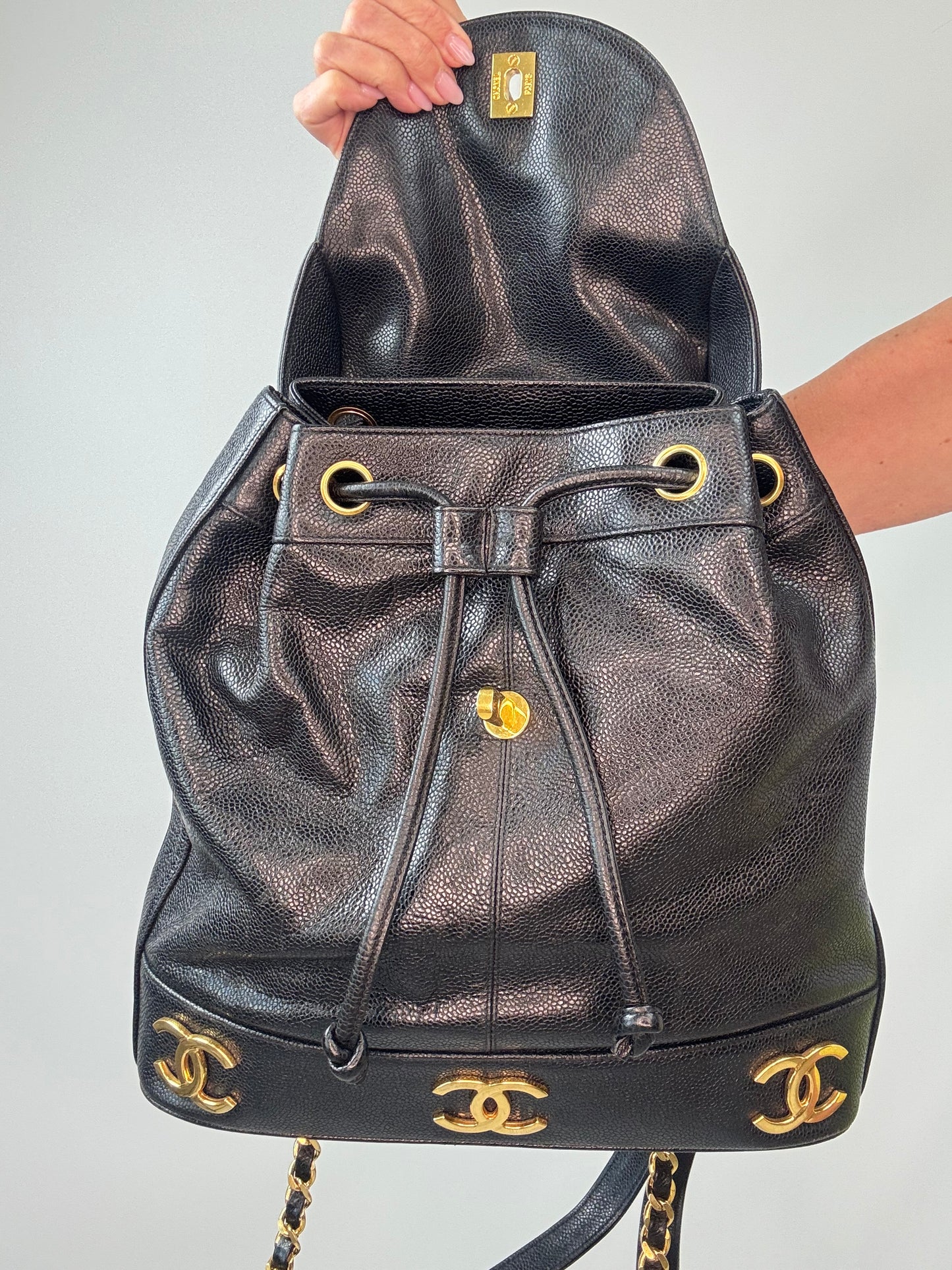 Chanel Vinatge Triple CC Caviar Backpack