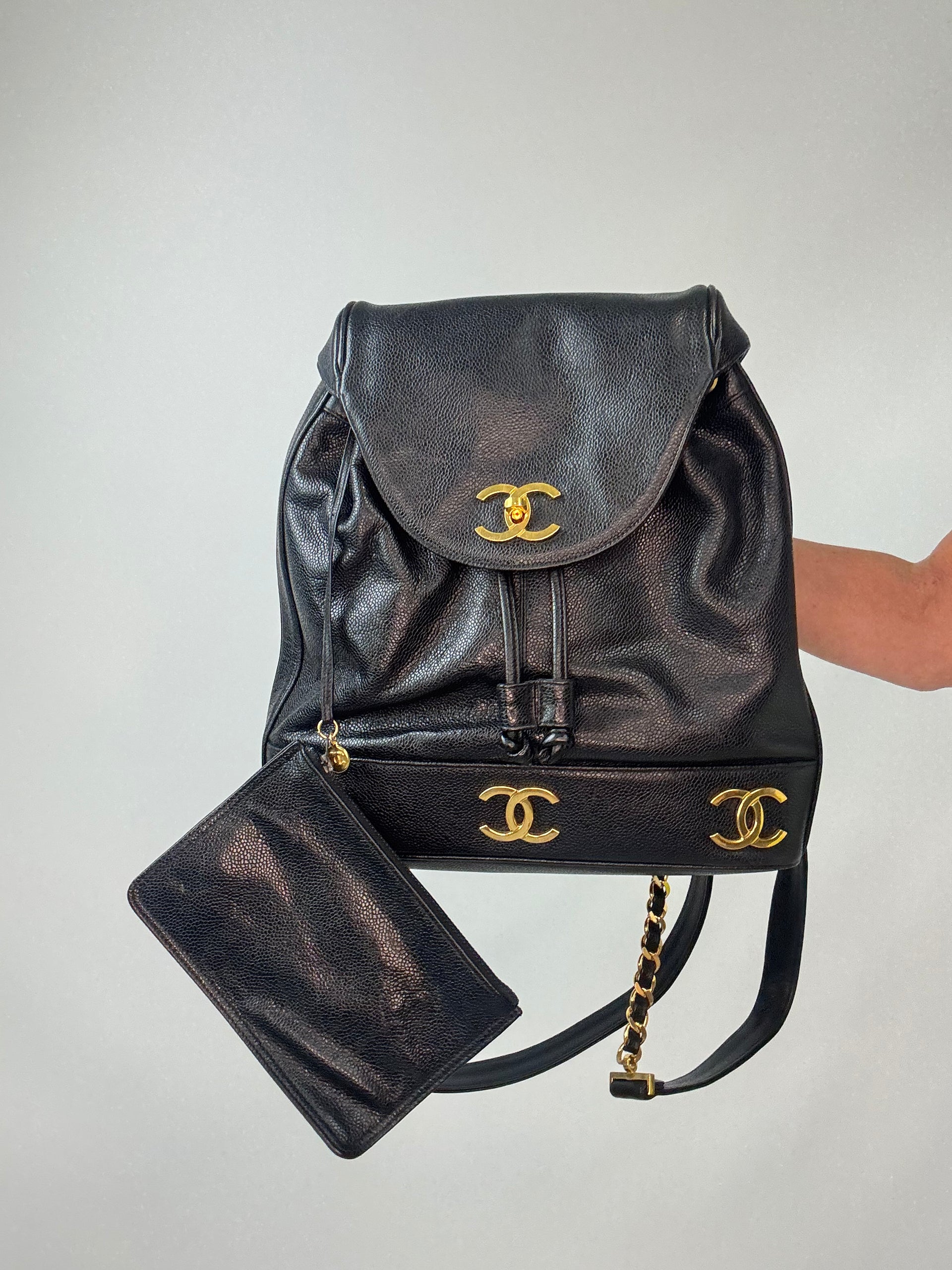 Chanel Vinatge Triple CC Caviar Backpack – thestilstyle