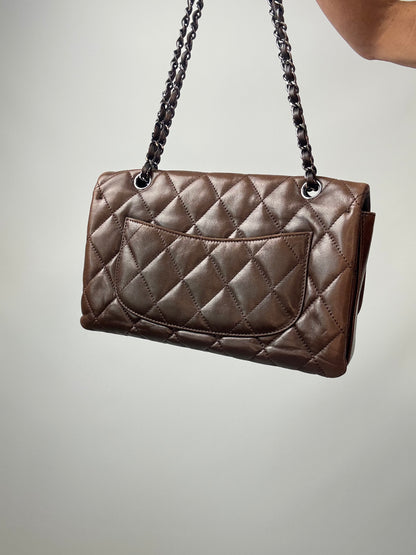 Chanel Dark Brown Lambskin Large Flap Bag