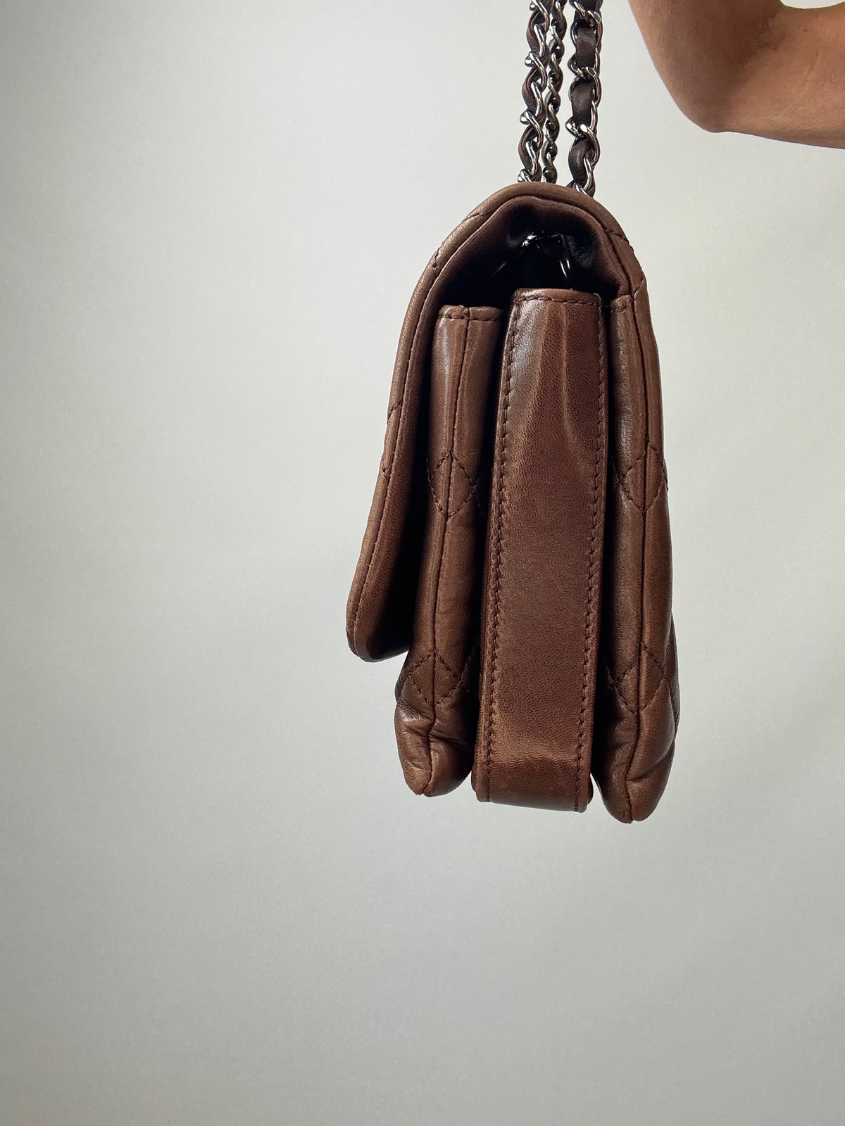 Chanel Dark Brown Lambskin Large Flap Bag