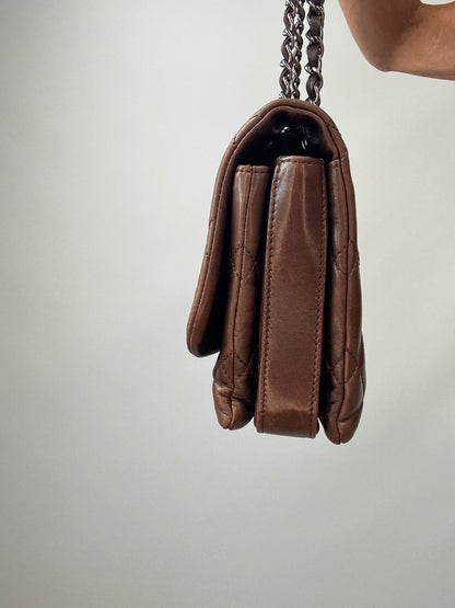 Chanel Dark Brown Lambskin Large Flap Bag