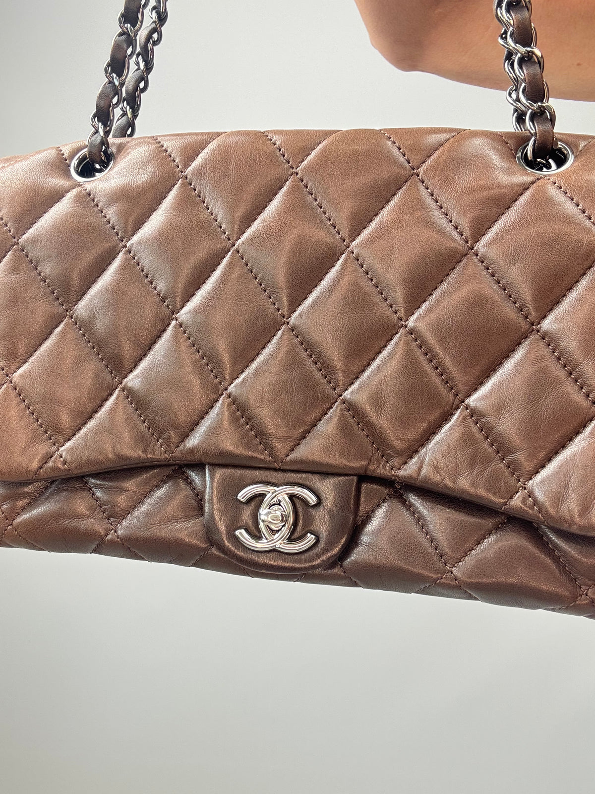 Chanel Dark Brown Lambskin Large Flap Bag