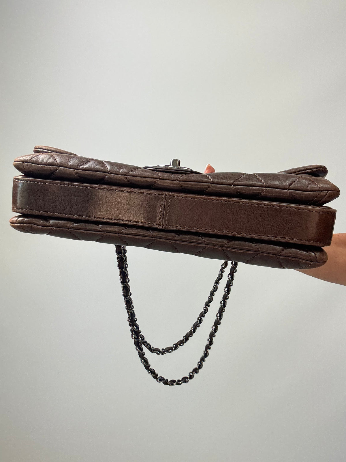 Chanel Dark Brown Lambskin Large Flap Bag