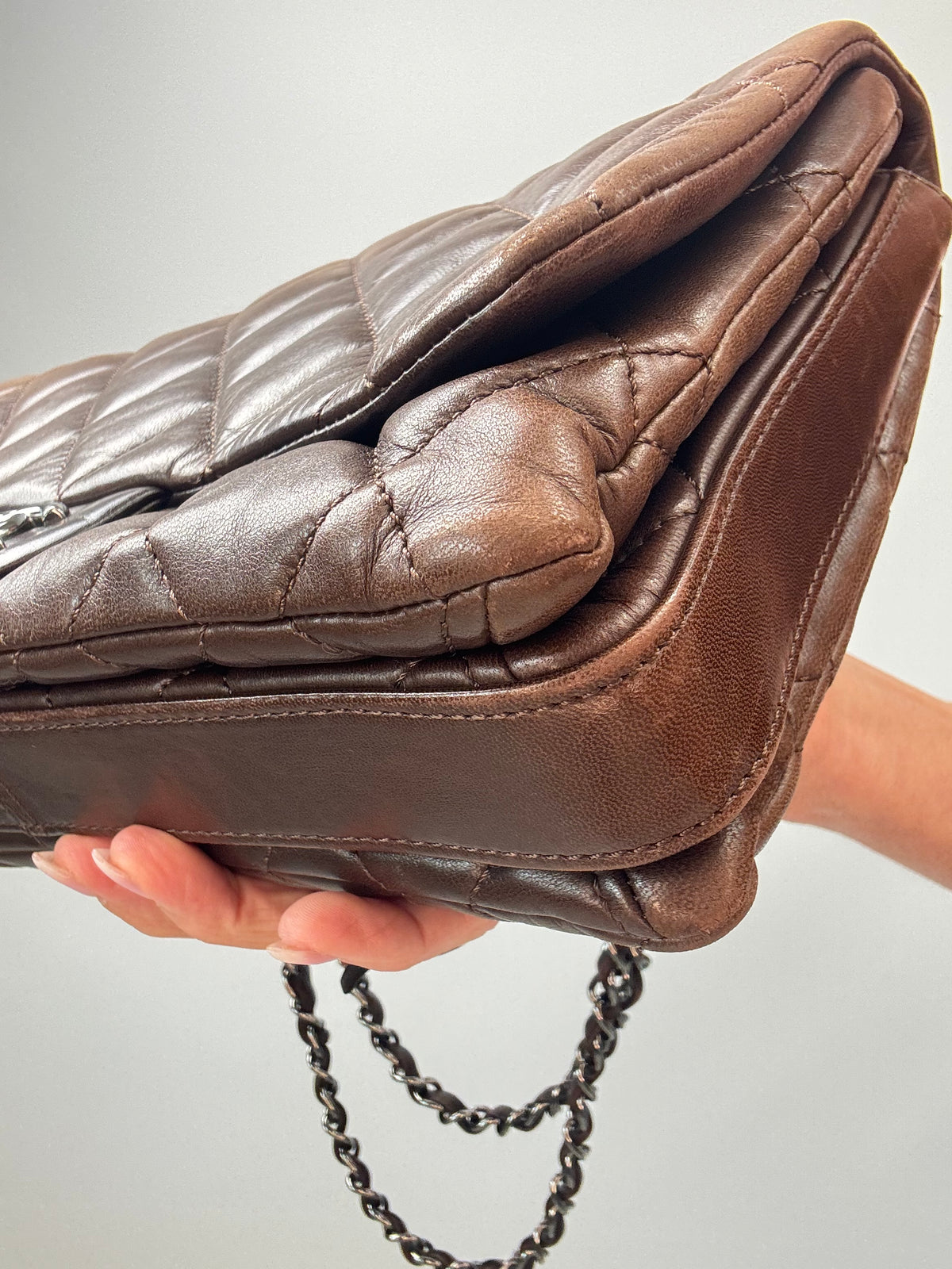 Chanel Dark Brown Lambskin Large Flap Bag
