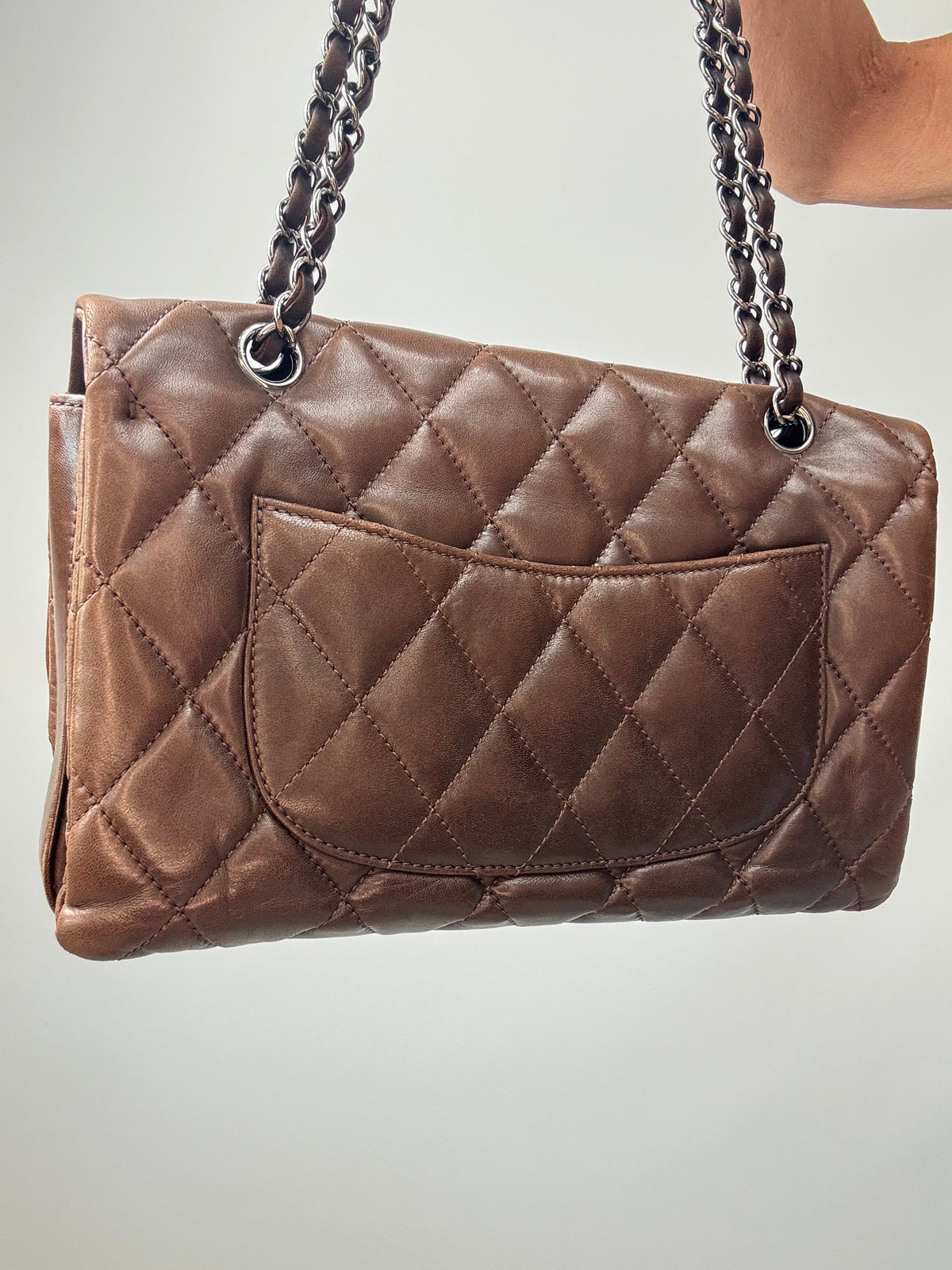 Chanel Dark Brown Lambskin Large Flap Bag