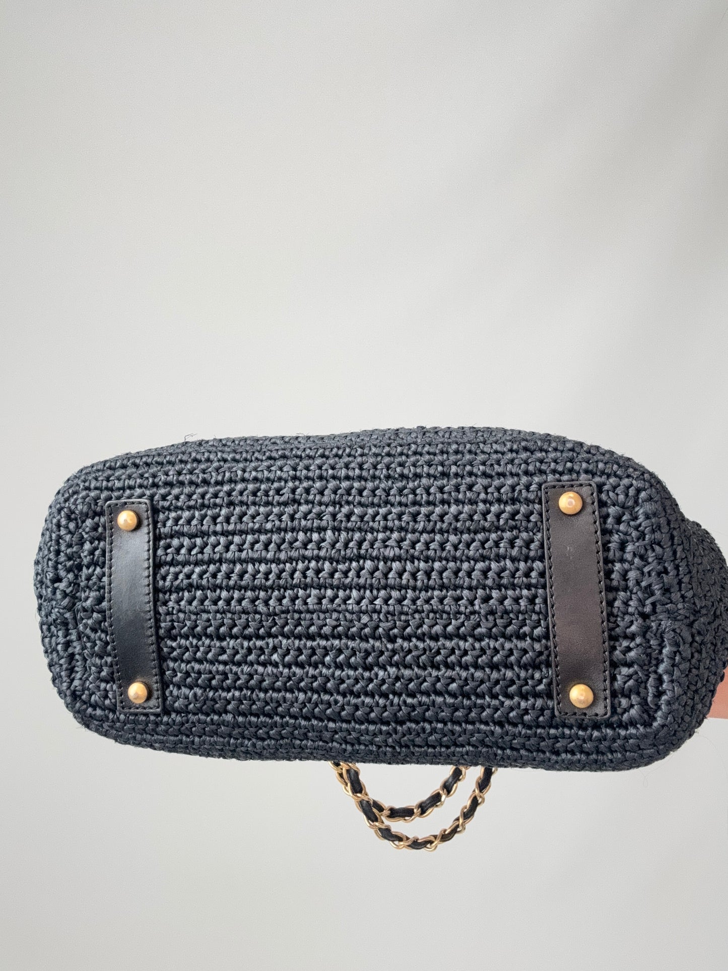 Chanel Woven Raffia Tote Bag- Black