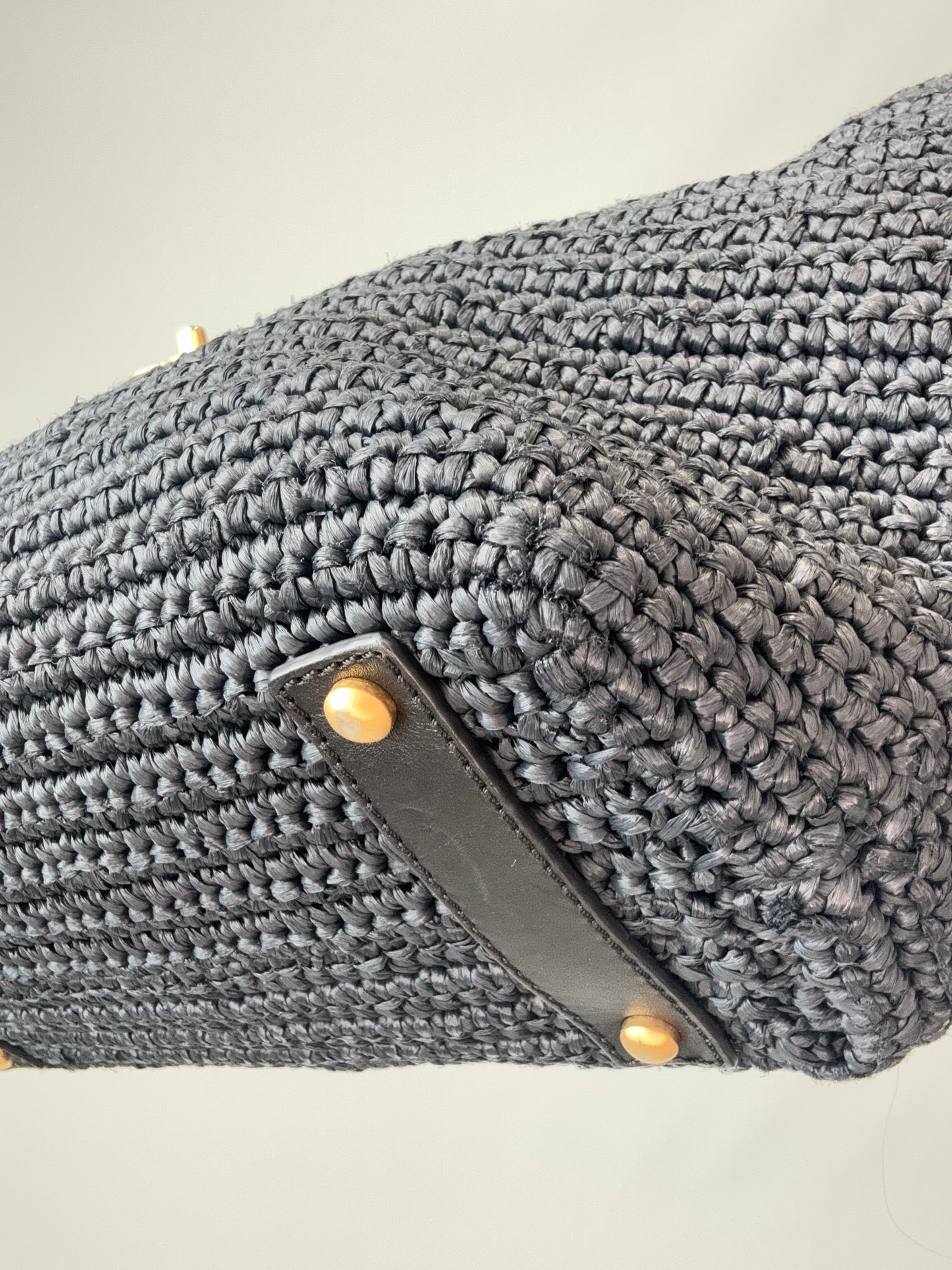 Chanel Woven Raffia Tote Bag- Black