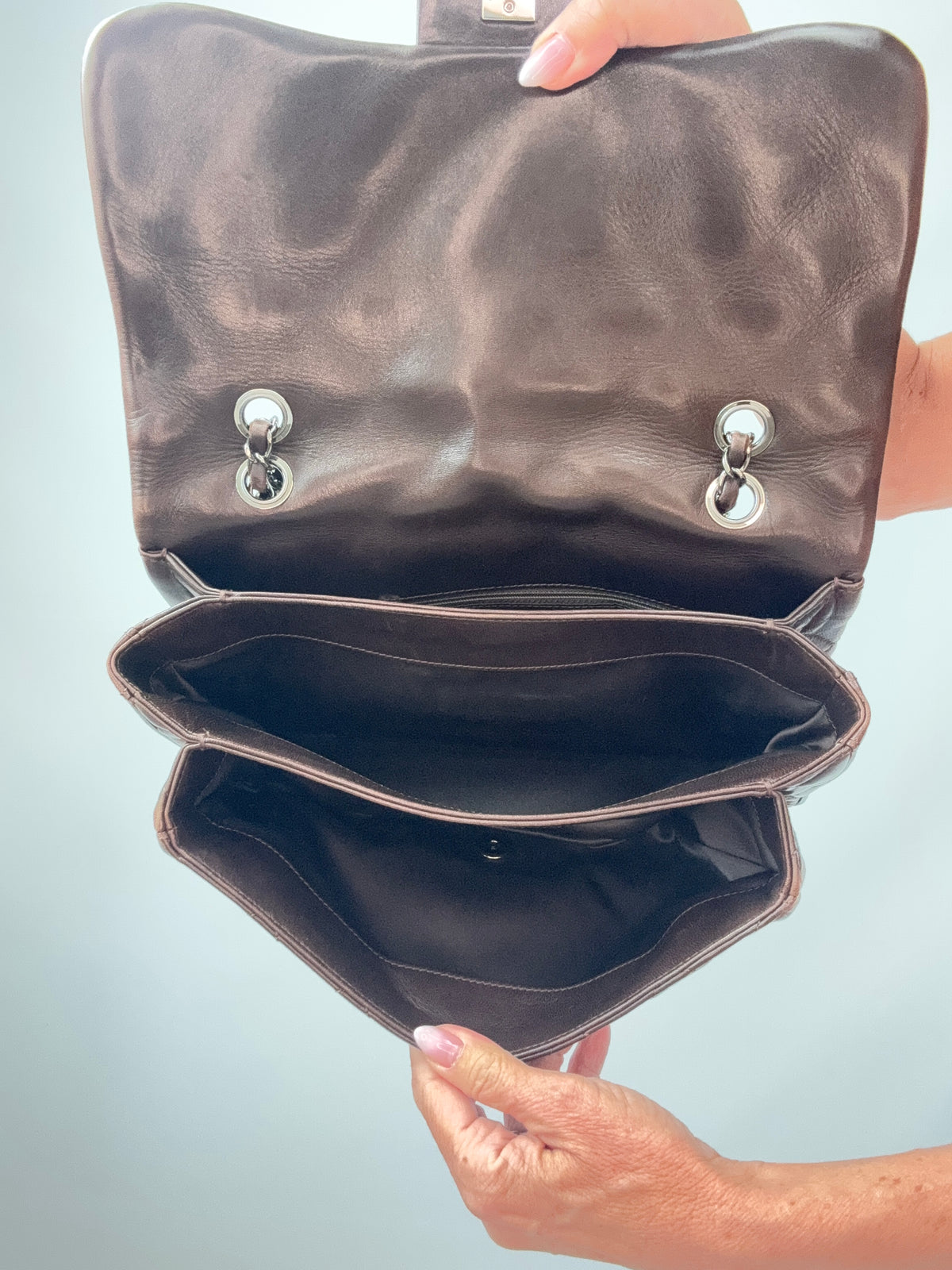 Chanel Dark Brown Lambskin Large Flap Bag