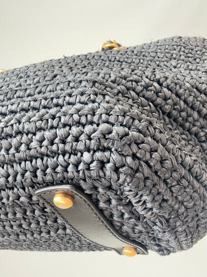 Chanel Woven Raffia Tote Bag- Black
