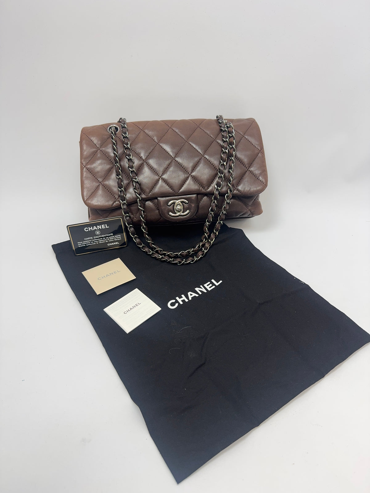Chanel Dark Brown Lambskin Large Flap Bag