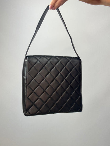 Chanel Vintage Double Turnlock Quilted Shoulder Bag