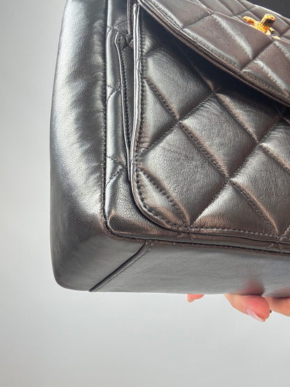 Chanel Vintage Double Turnlock Quilted Shoulder Bag