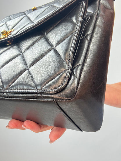 Chanel Vintage Double Turnlock Quilted Shoulder Bag