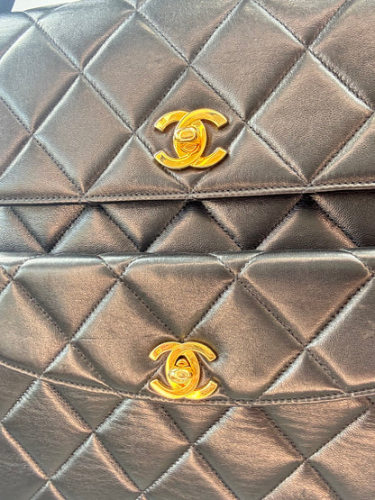Chanel Vintage Double Turnlock Quilted Shoulder Bag
