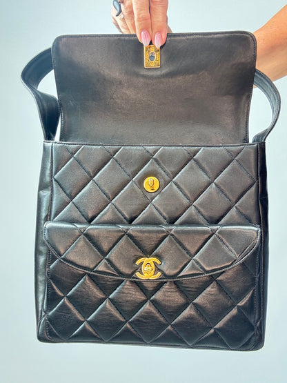 Chanel Vintage Double Turnlock Quilted Shoulder Bag