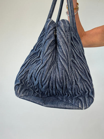 Matelasse denim tote bag