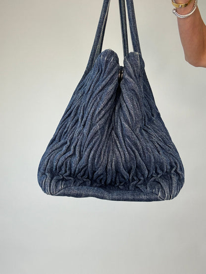 Matelasse denim tote bag