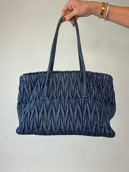 Matelasse denim tote bag