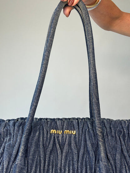 Matelasse denim tote bag