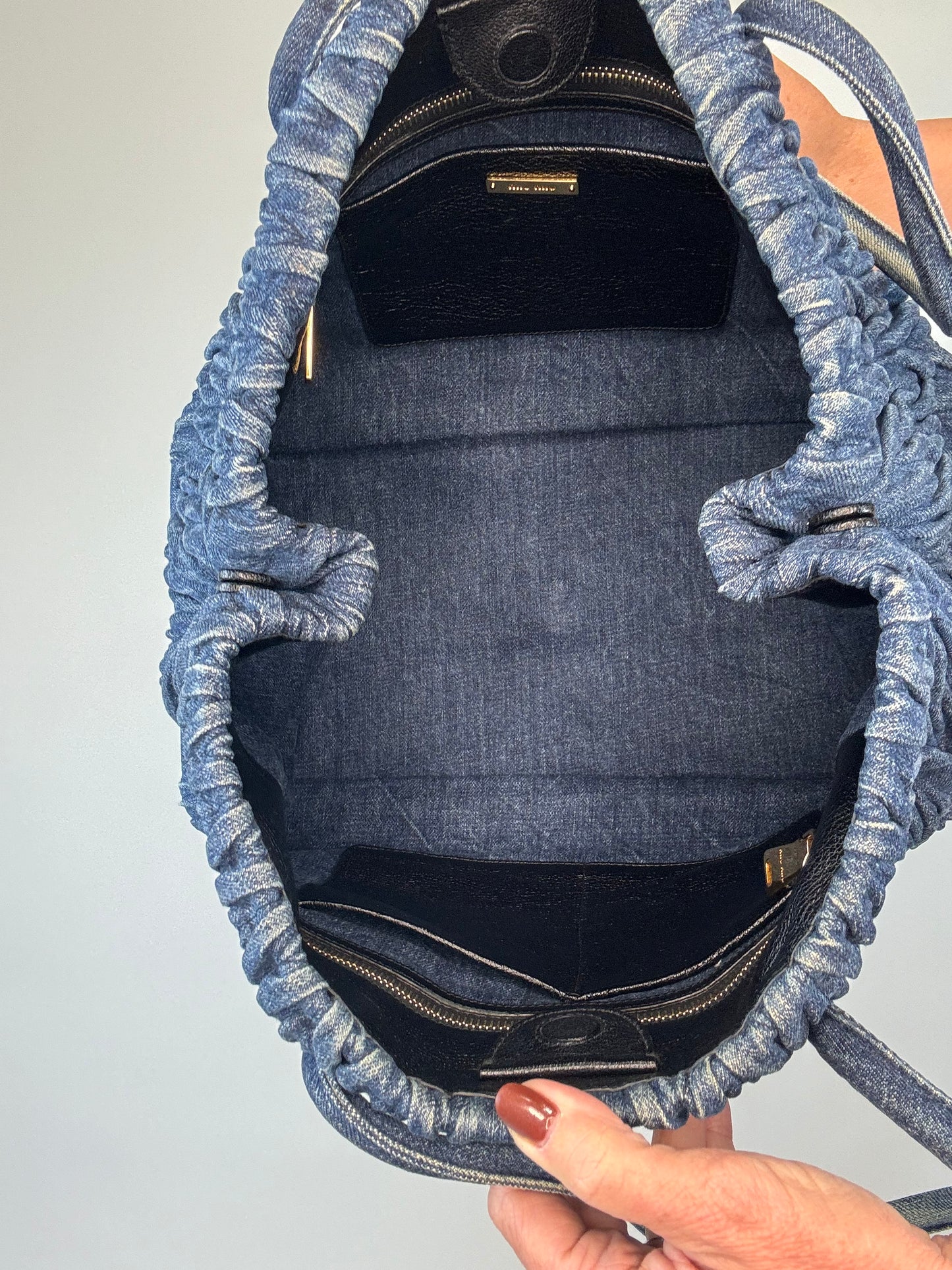 Matelasse denim tote bag