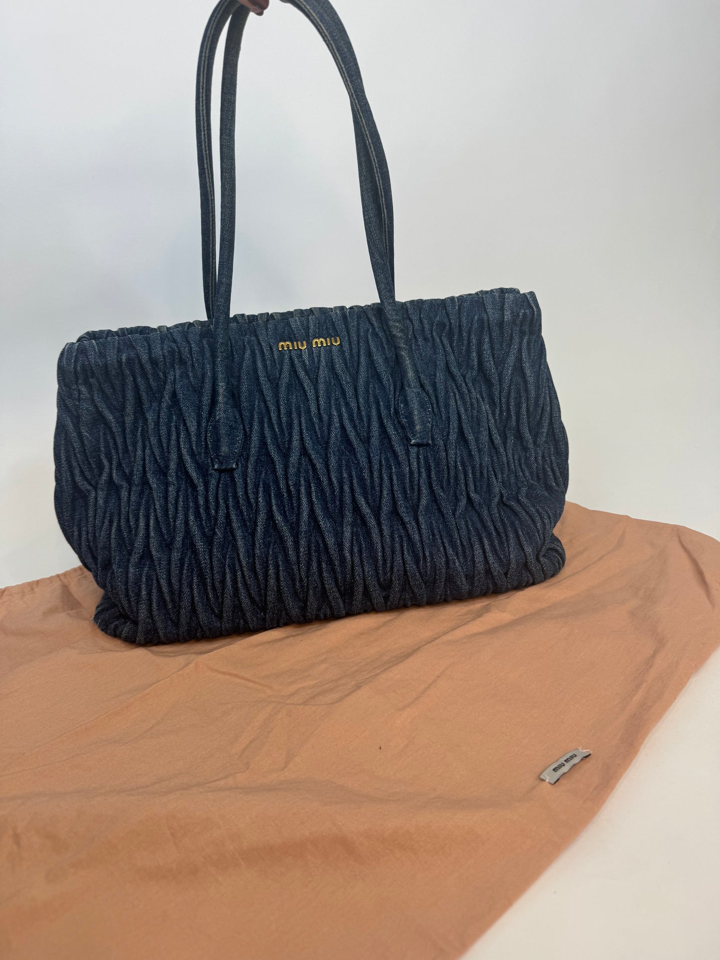 Matelasse denim tote bag