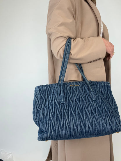 Matelasse denim tote bag