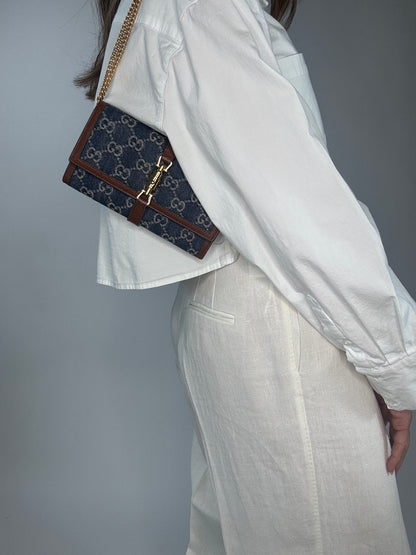 Gucci Jackie 1961  Denim Wallet On Chain