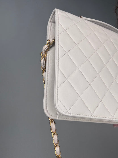 Chanel Double Turn Lock Brief case Bag White