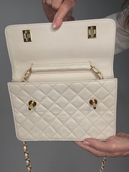 Chanel Double Turn Lock Brief case Bag White