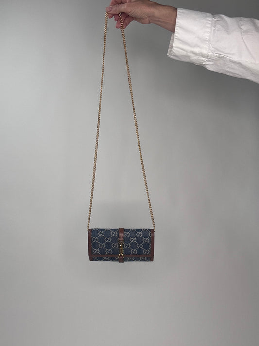 Gucci Jackie 1961  Denim Wallet On Chain