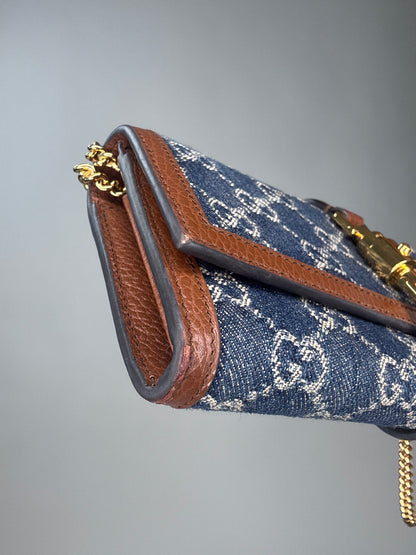Gucci Jackie 1961  Denim Wallet On Chain