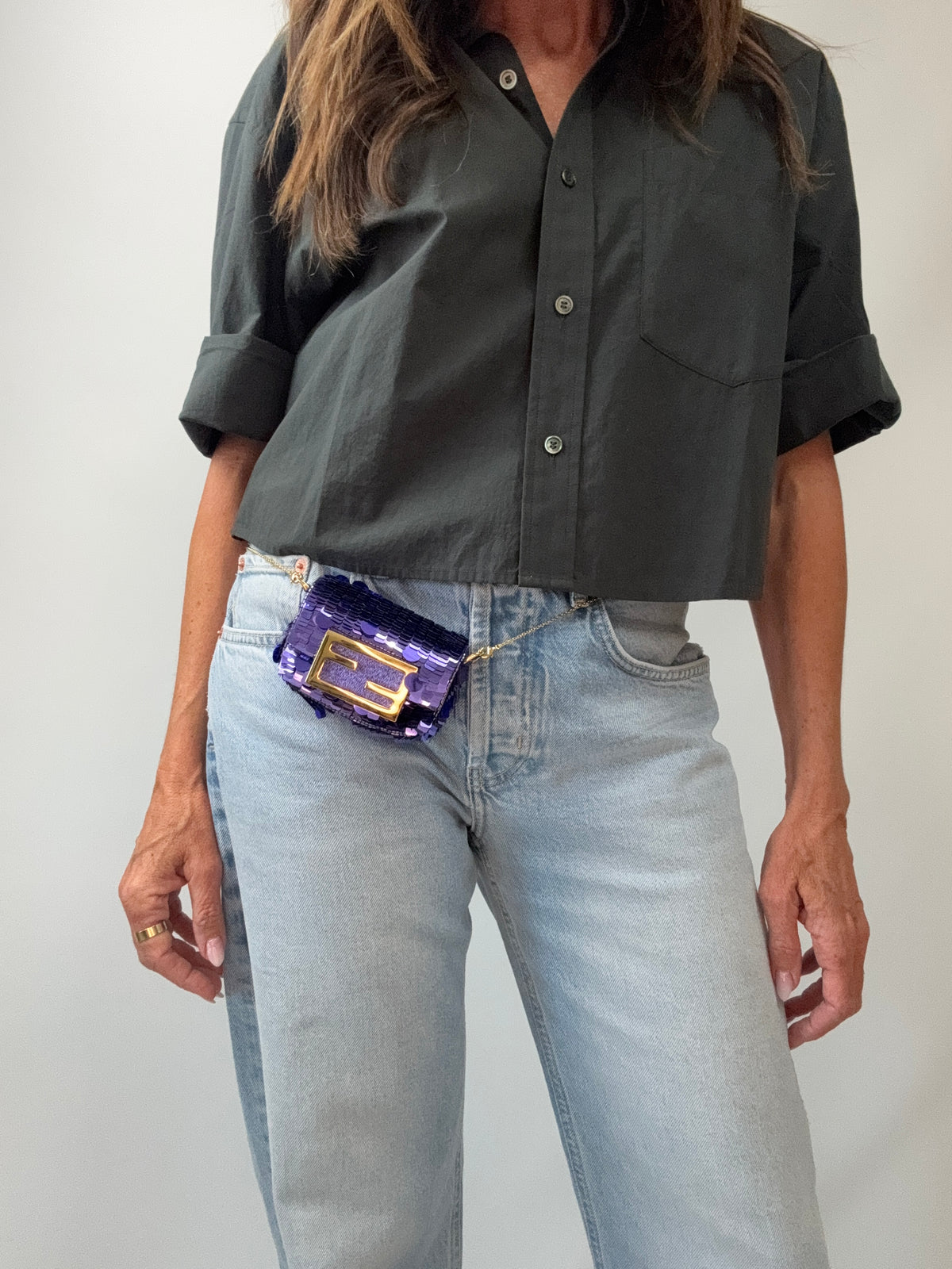 Fendi Nano Sequin Baguette Bag / Bag Charm