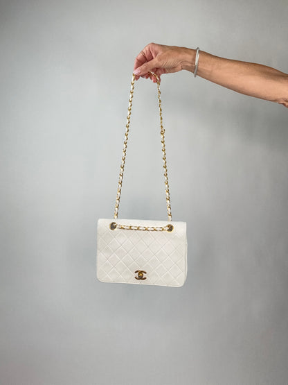 Chanel CC Matelasse Single Flap White