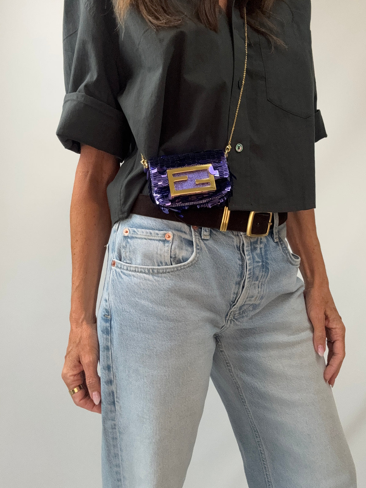 Fendi Nano Sequin Baguette Bag / Bag Charm