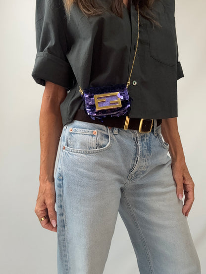 Fendi Nano Sequin Baguette Bag / Bag Charm