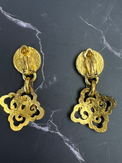 Chanel Vintage CC Turquoise Clip On Earrings