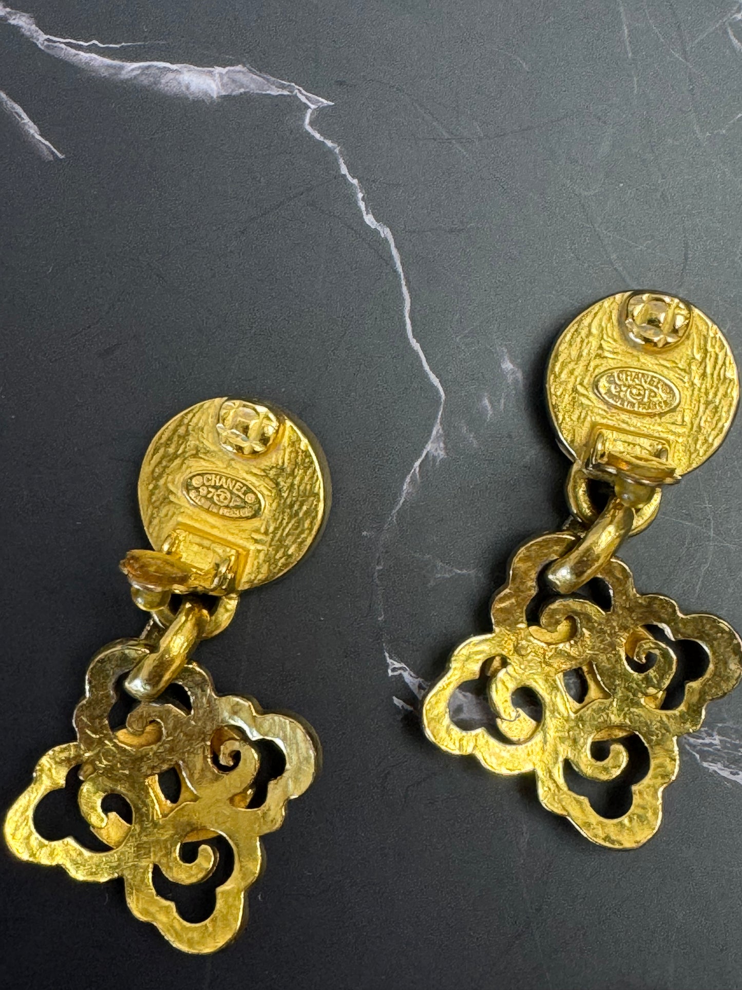 Chanel Vintage CC Turquoise Clip On Earrings