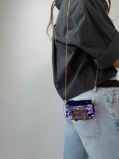 Fendi Nano Sequin Baguette Bag / Bag Charm
