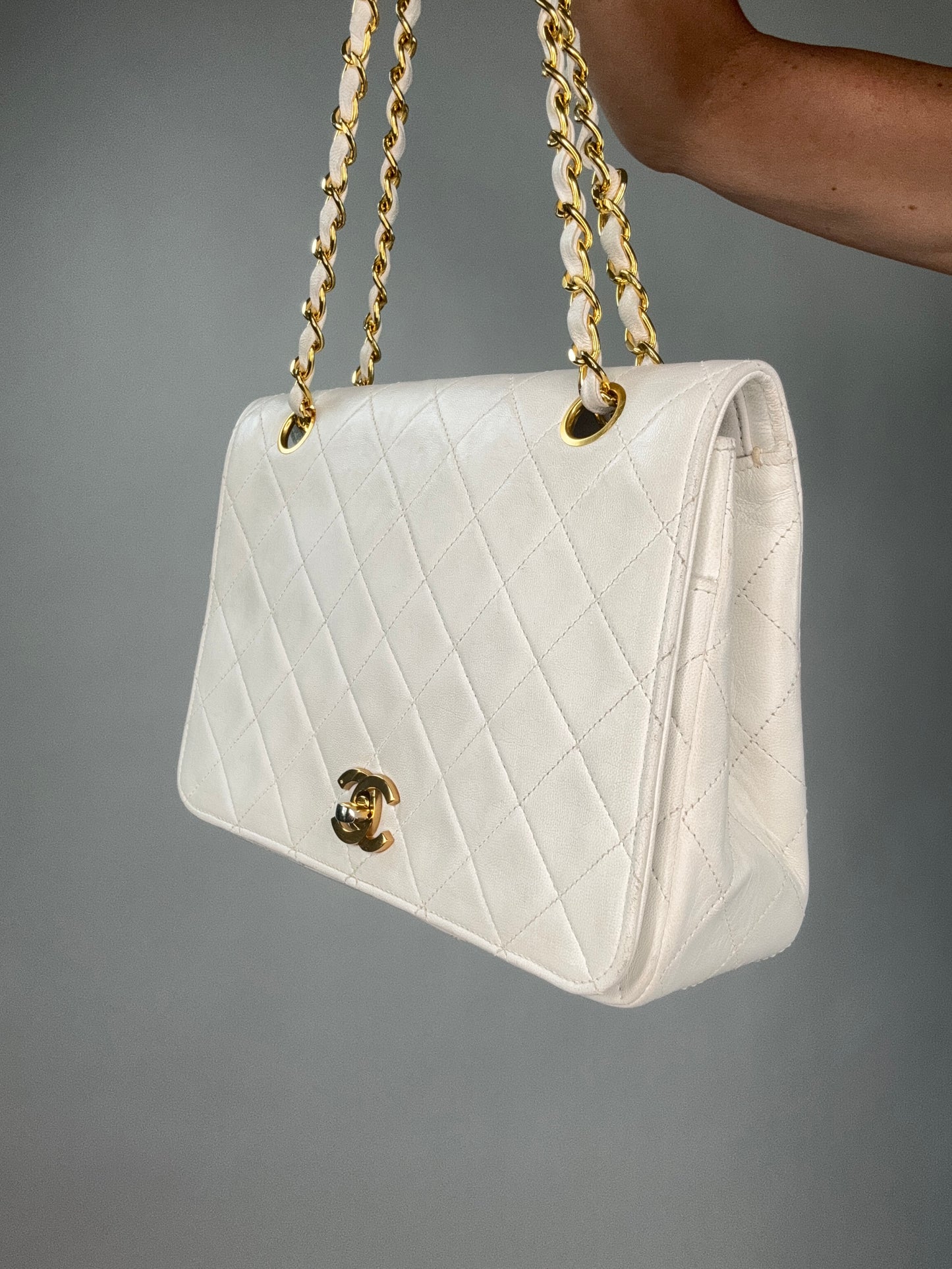 Chanel CC Matelasse Single Flap White