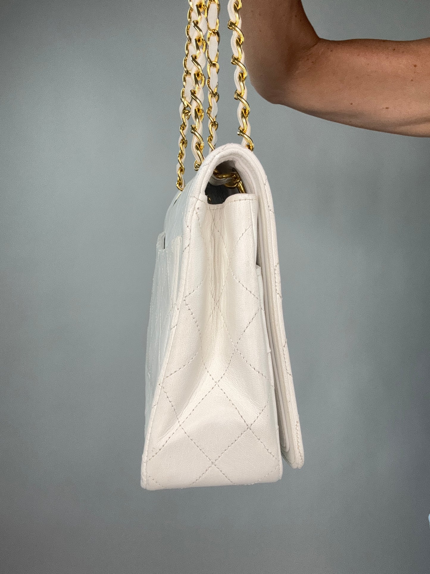 Chanel CC Matelasse Single Flap White
