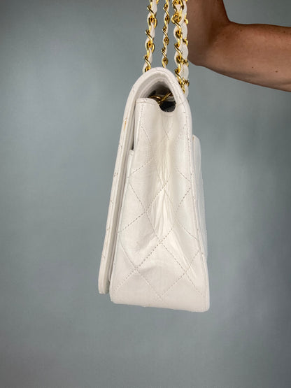 Chanel CC Matelasse Single Flap White