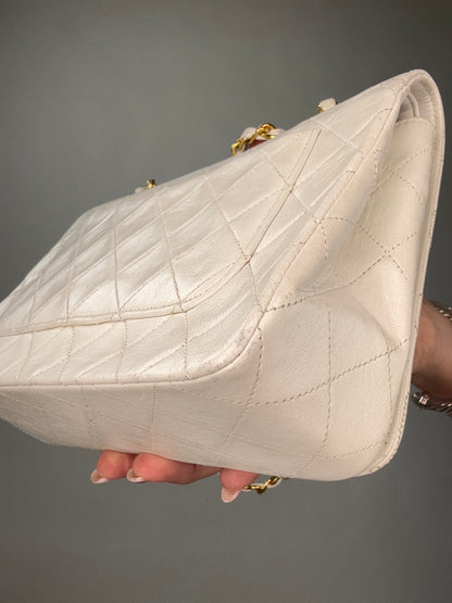 Chanel CC Matelasse Single Flap White