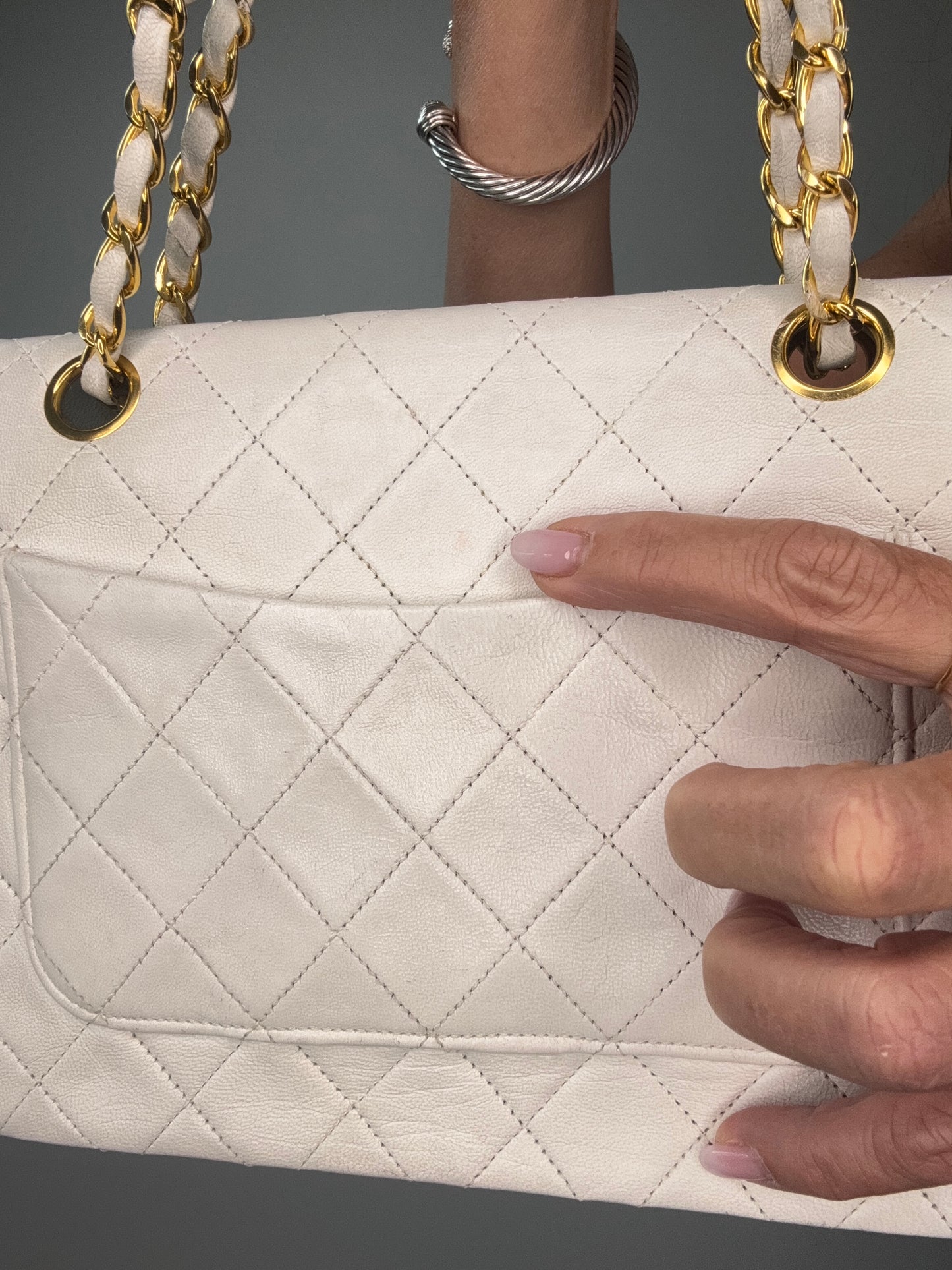 Chanel CC Matelasse Single Flap White
