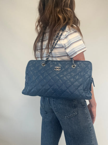 Chanel Caviar Large Quilted Tote - Blue