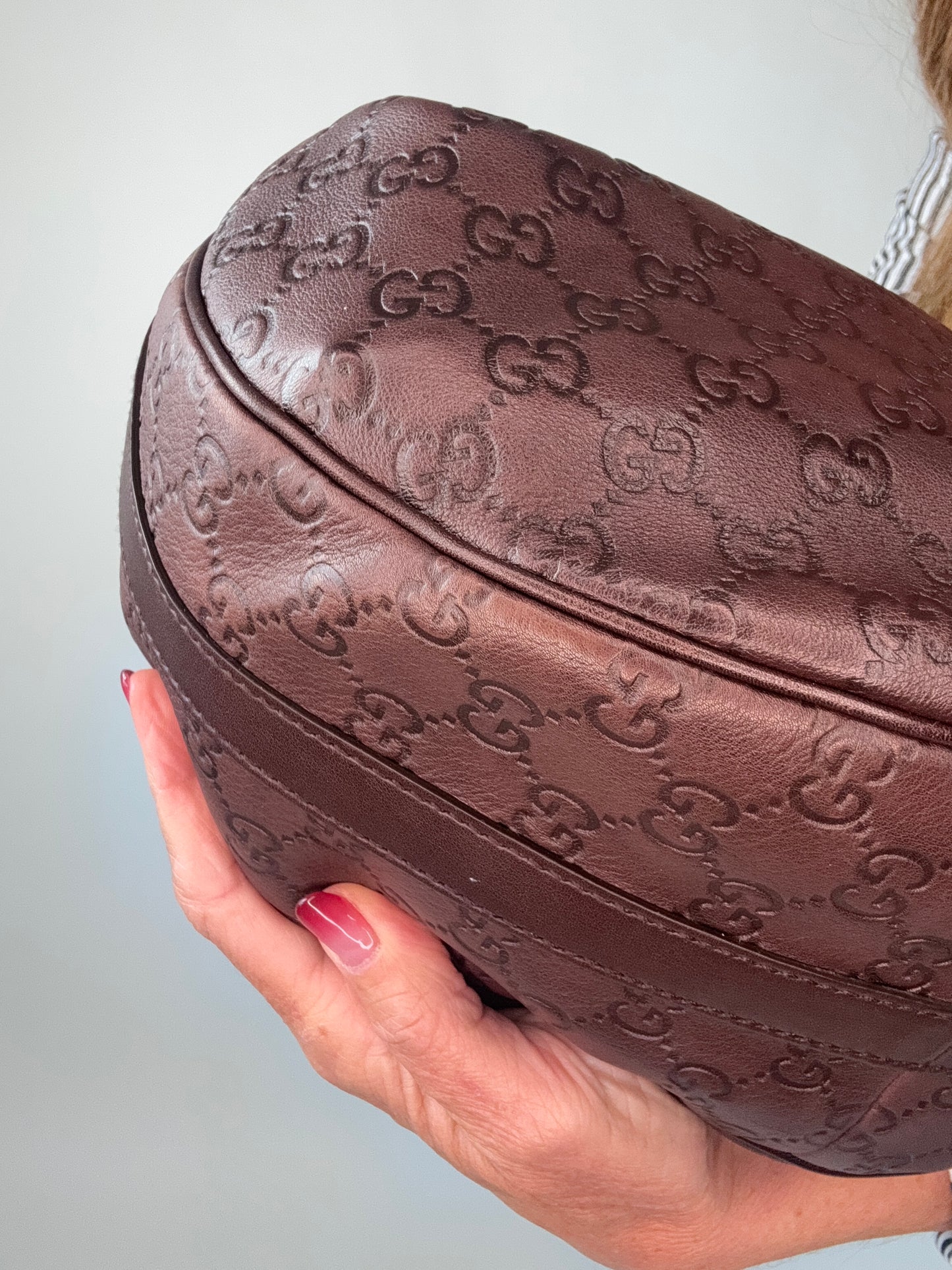 Gucci Brown Leather Guccissima GG Twins Hobo