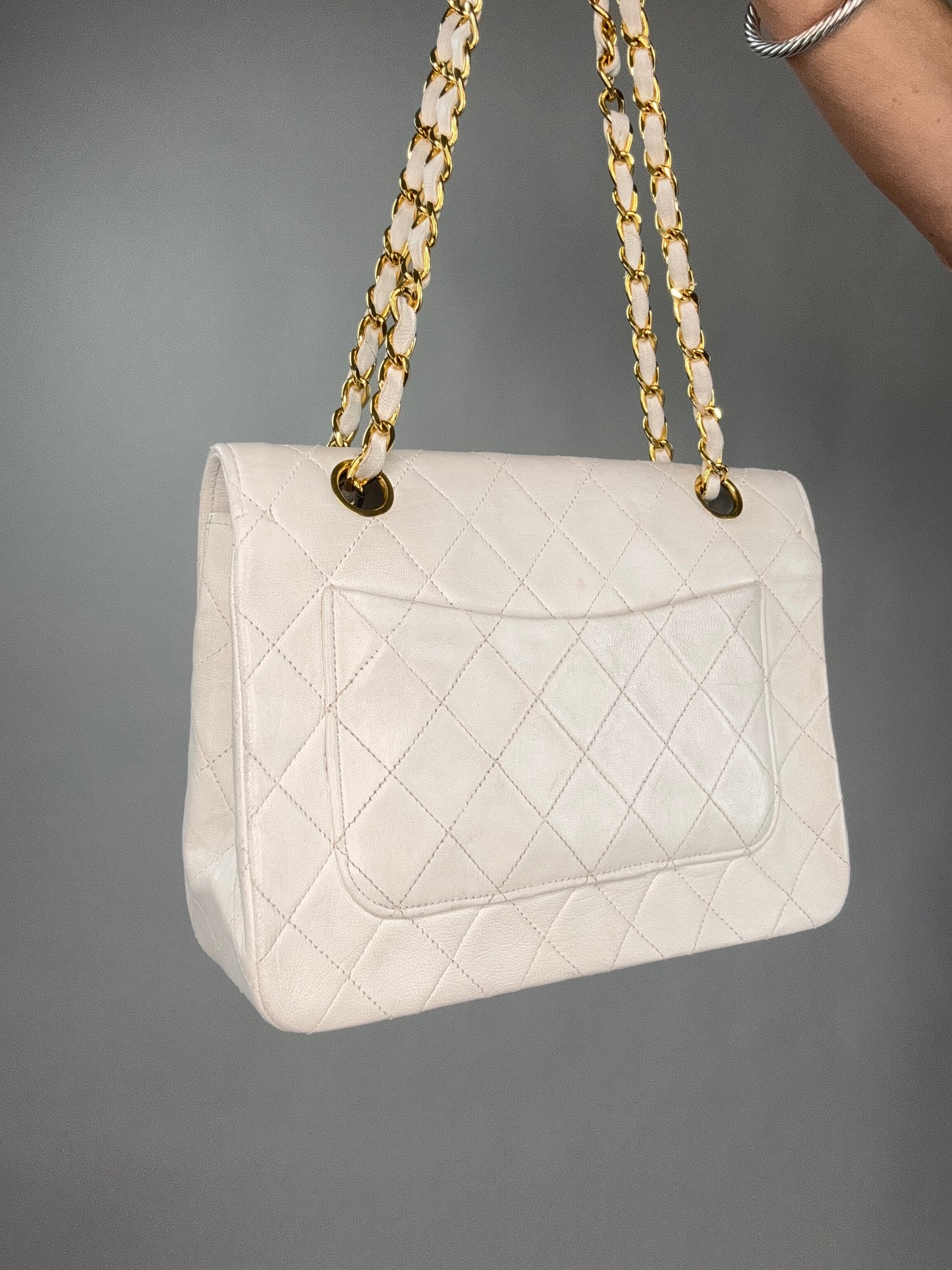 Chanel CC Matelasse Single Flap White
