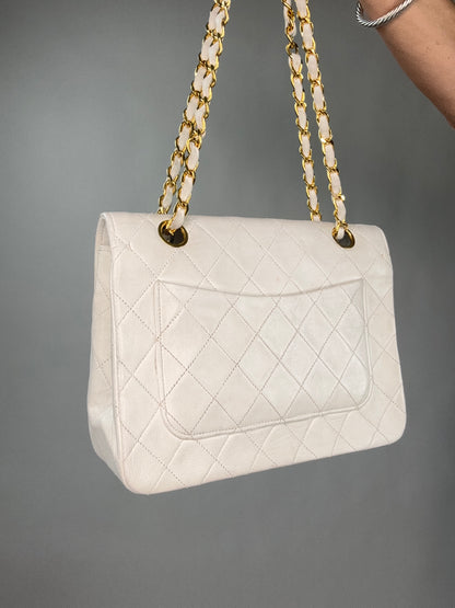 Chanel CC Matelasse Single Flap White