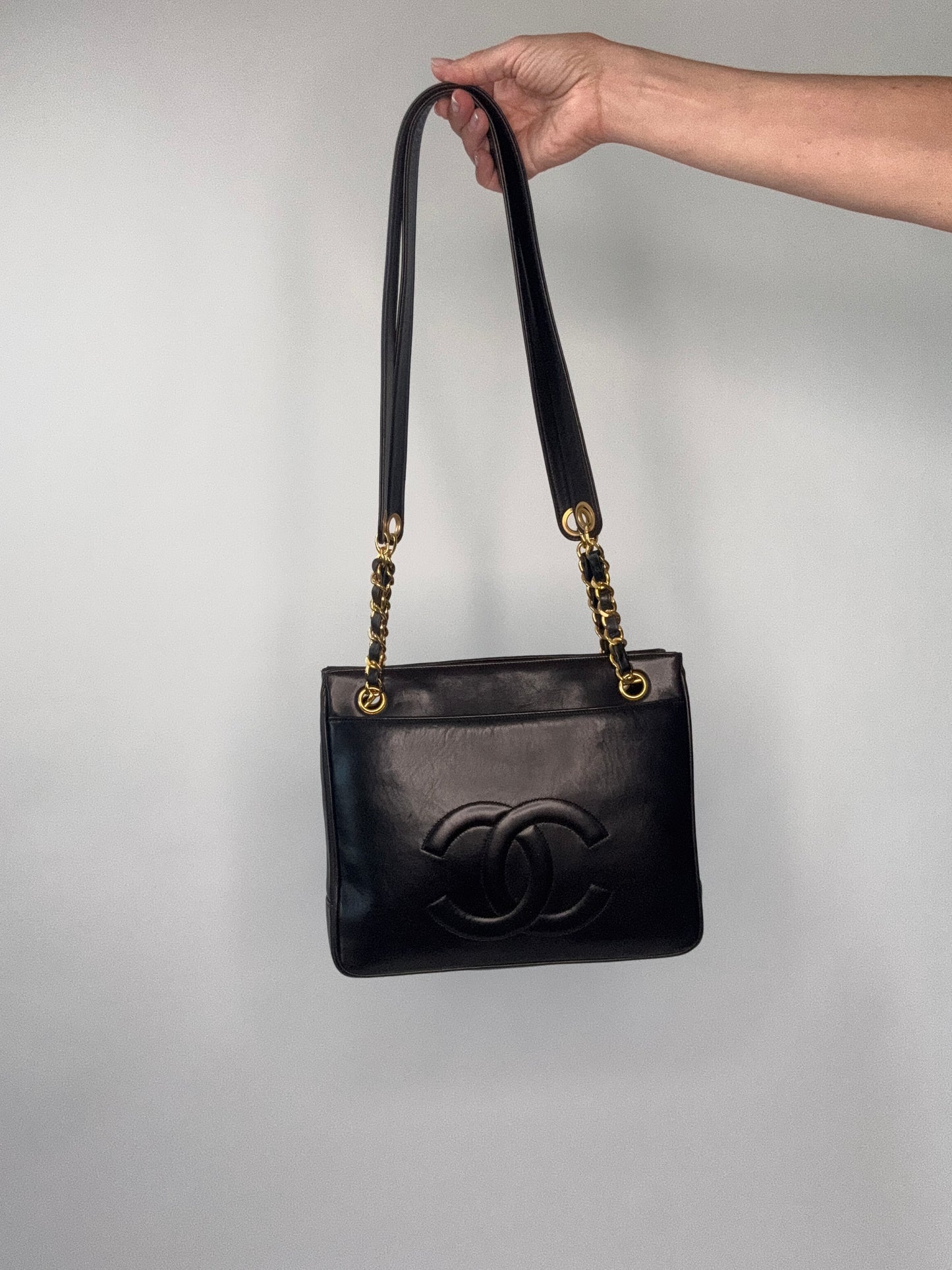 Chanel Vintage Double Sided Tote Deep Brown Lambskin