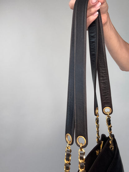 Chanel Vintage Double Sided Tote Deep Brown Lambskin